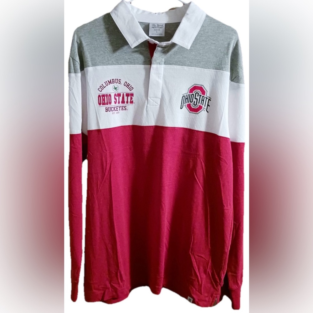 Ohio State Buckeyes The Yard Rugby Shirt Red Gray White Preppy Collegiate Style